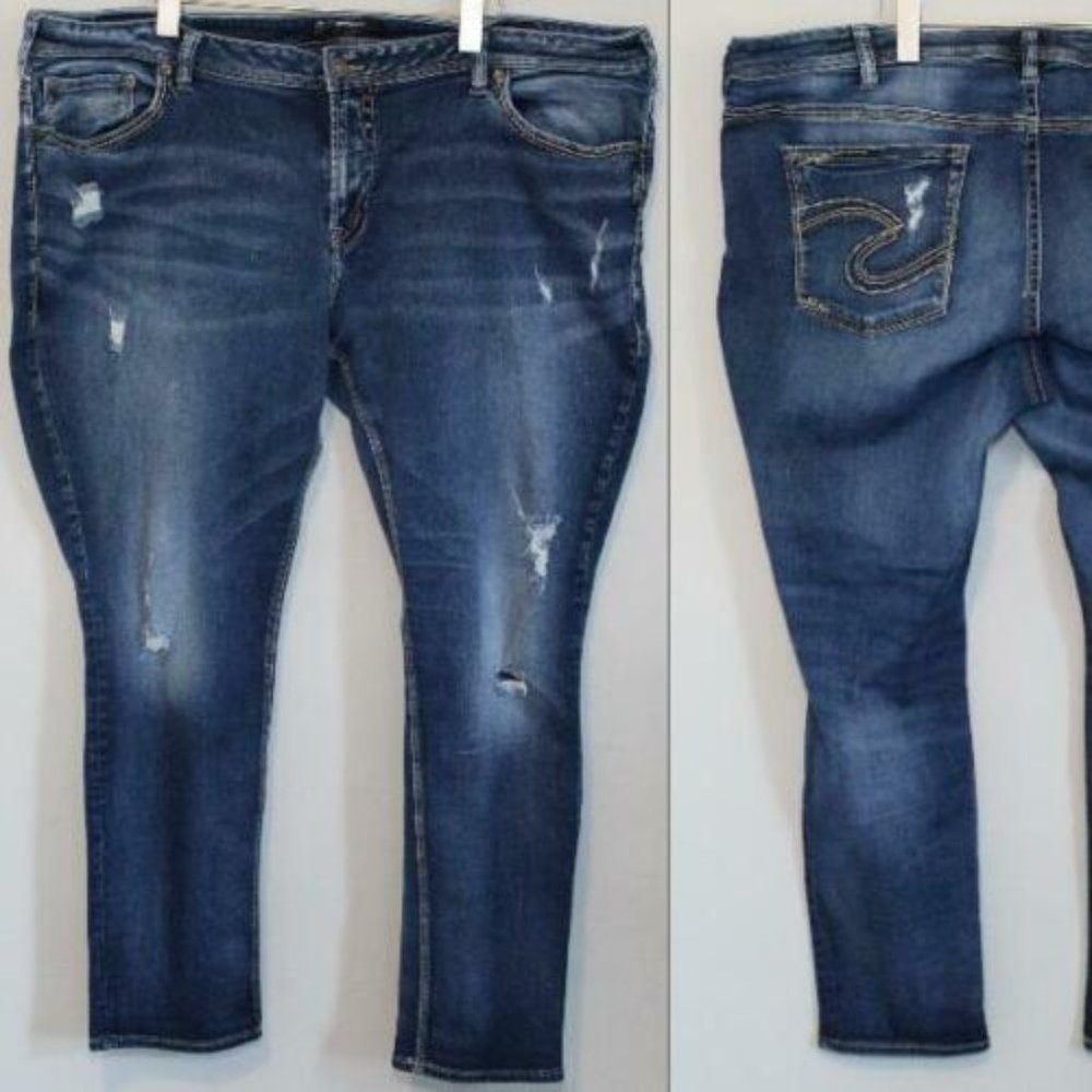 Silver Jeans Boyfriend Fluid Denim Jeans Distressed Women's Plus Size 24 H11531 - Picture 9 of 11